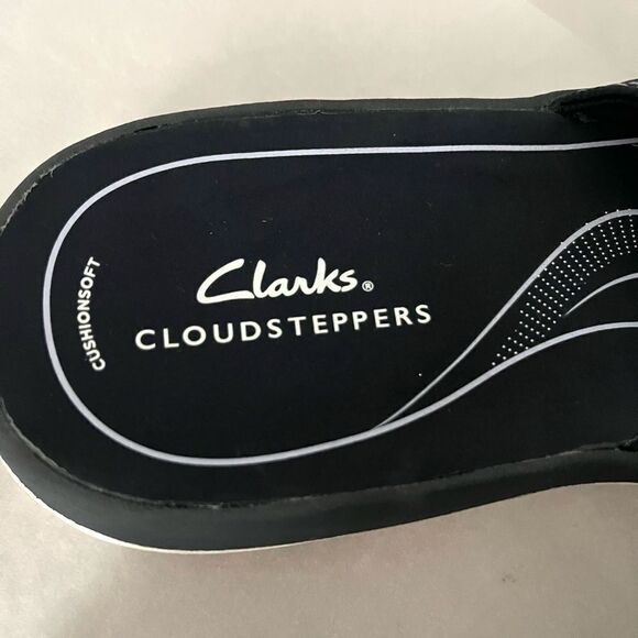 Clarks Glide Bay Cushioned Adjustable Slides Sandals, Navy NWOB - Picture 4 of 6